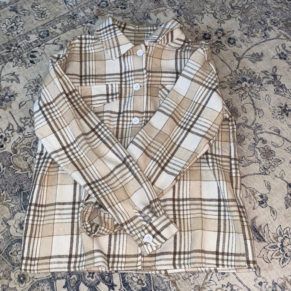 Tan Flannel Jacket/ Top